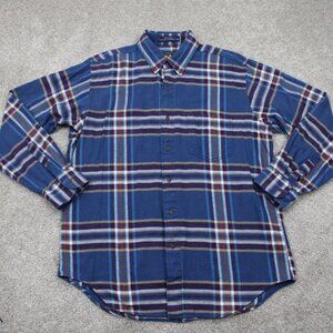 Vintage Ralph Lauren Chaps Shirt Mens Large Blue/Red 100% Cotton L/S Button Up